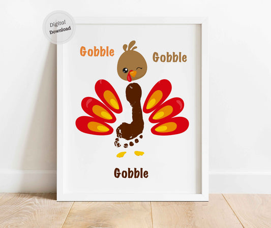 Gobble Gobble - Turkey Thanksgiving Footprint Art