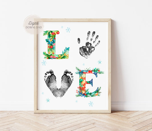 Winter Love Handprint and Footprint art