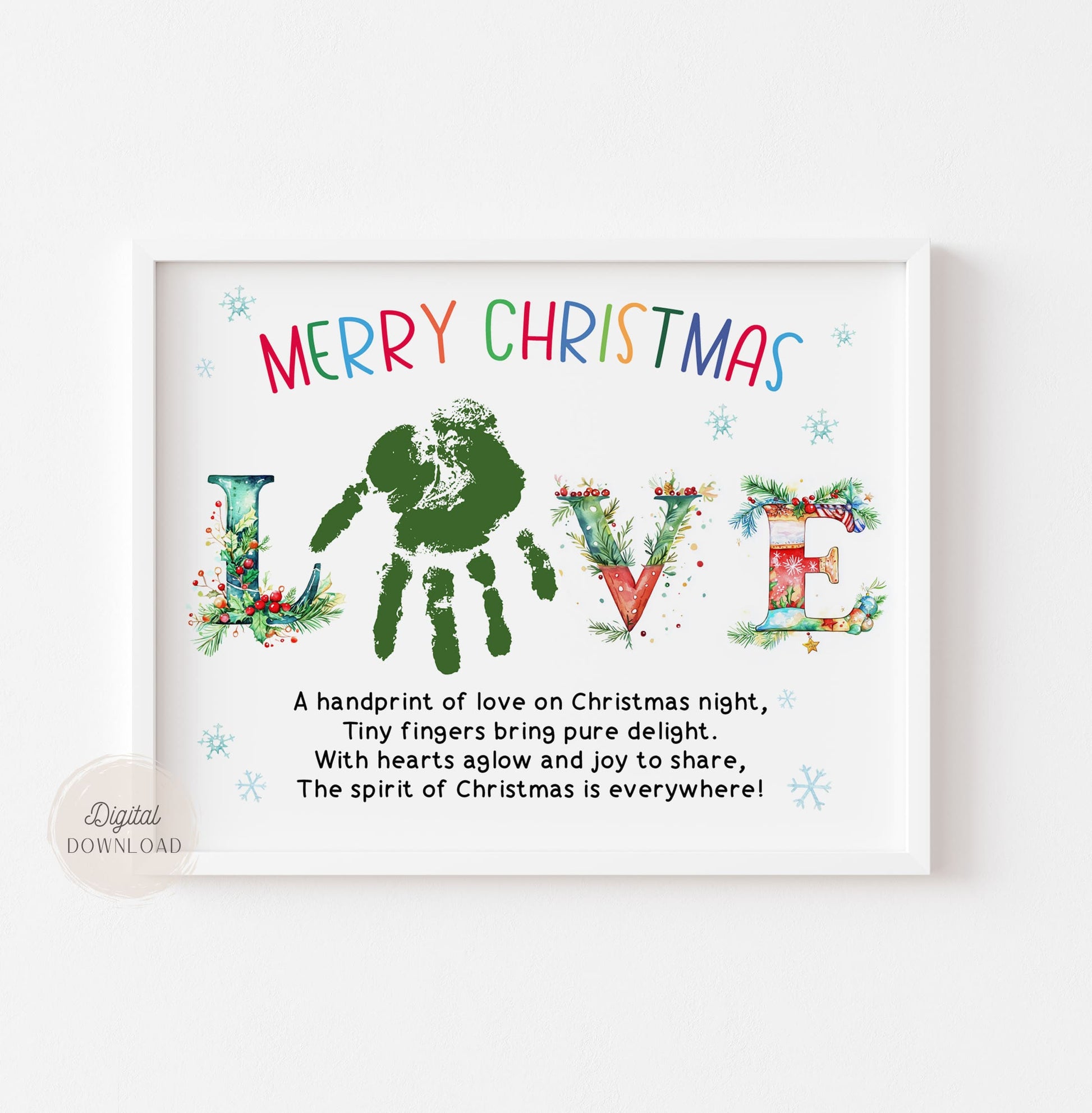 Love Christmas Handprint art with poem