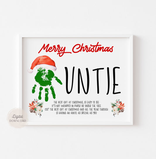 Christmas Handprint for Auntie art with poem