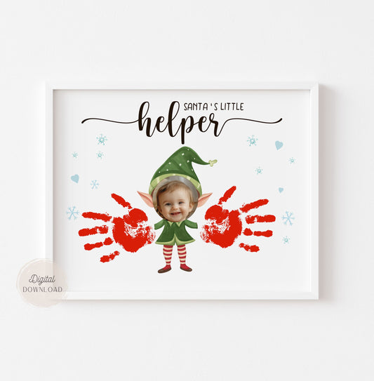 Christmas Elf Handprint Art crafts with Photo