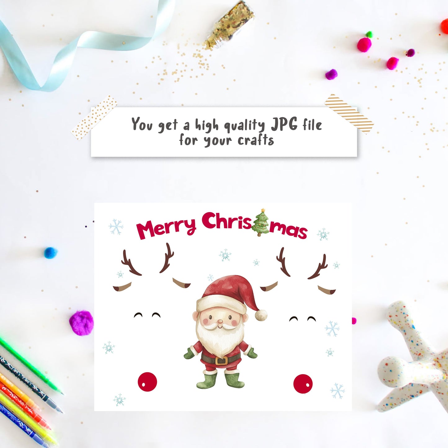 Christmas Santa and Reindeer Footprint craft template