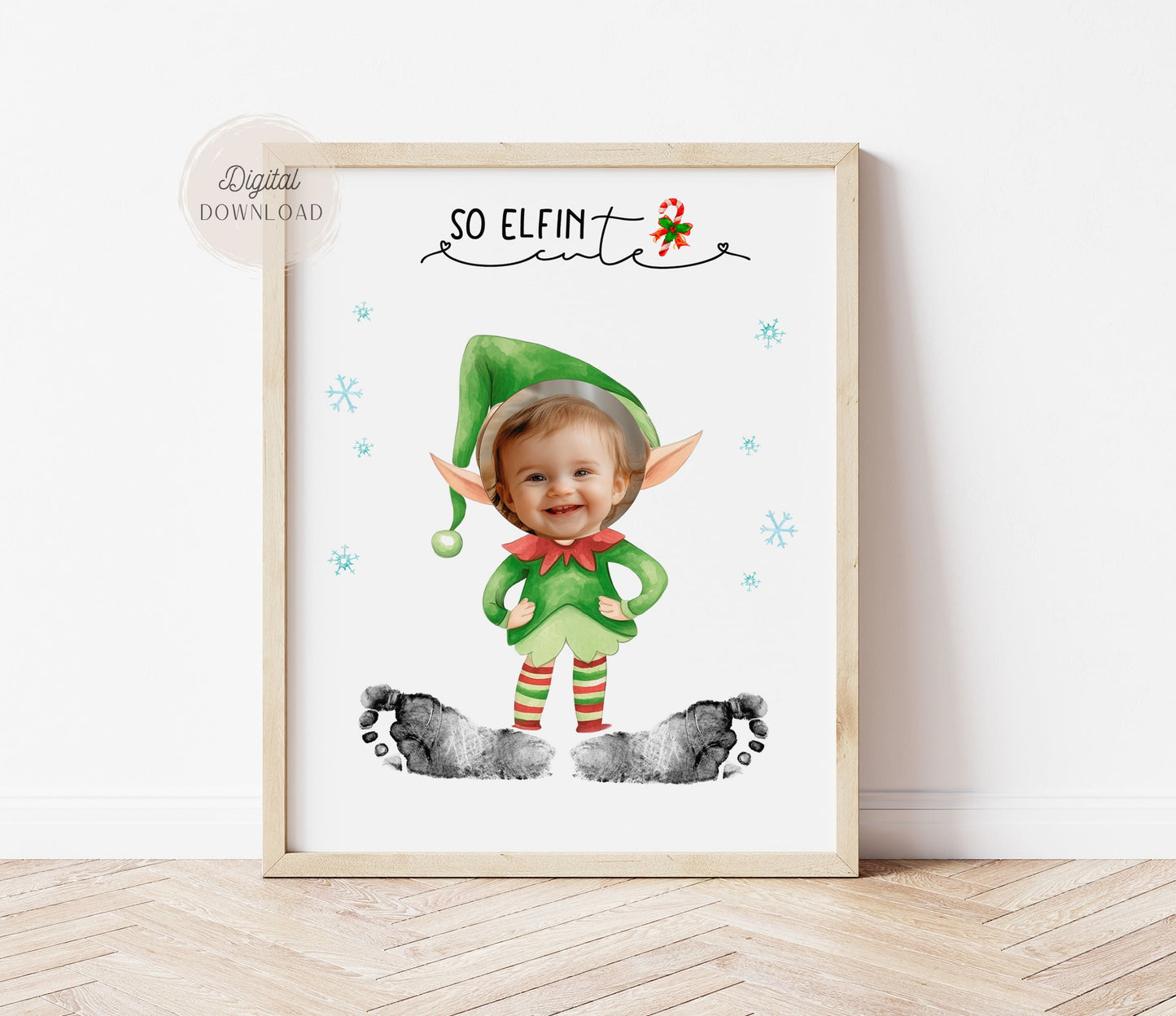 Christmas Elf Footprint craft with photo