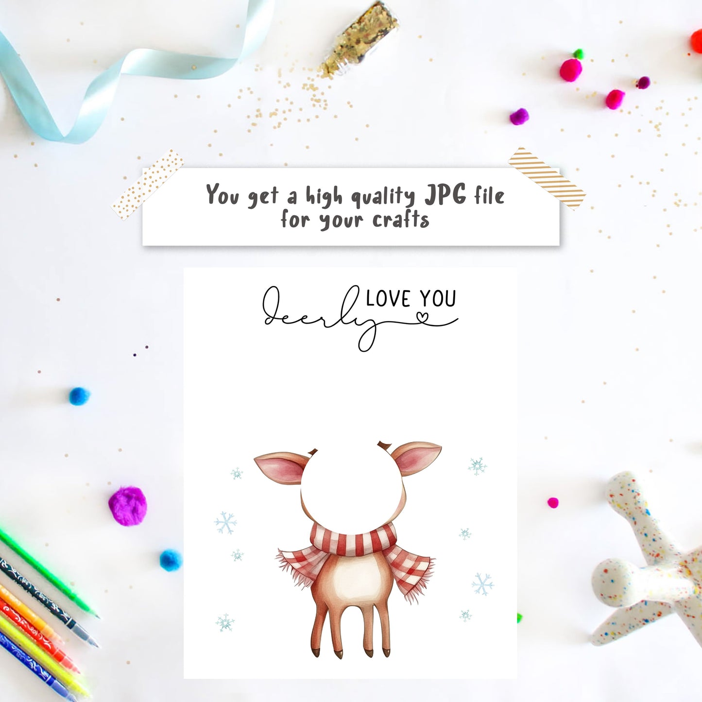 Christmas Reindeer Handprint Art crafts with Photo - 001