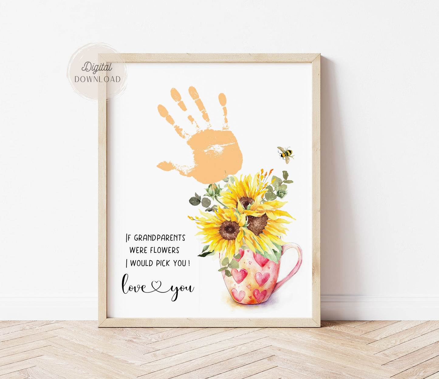 Sunflower Flowers Handprint for Preschoolers - Grandparents day