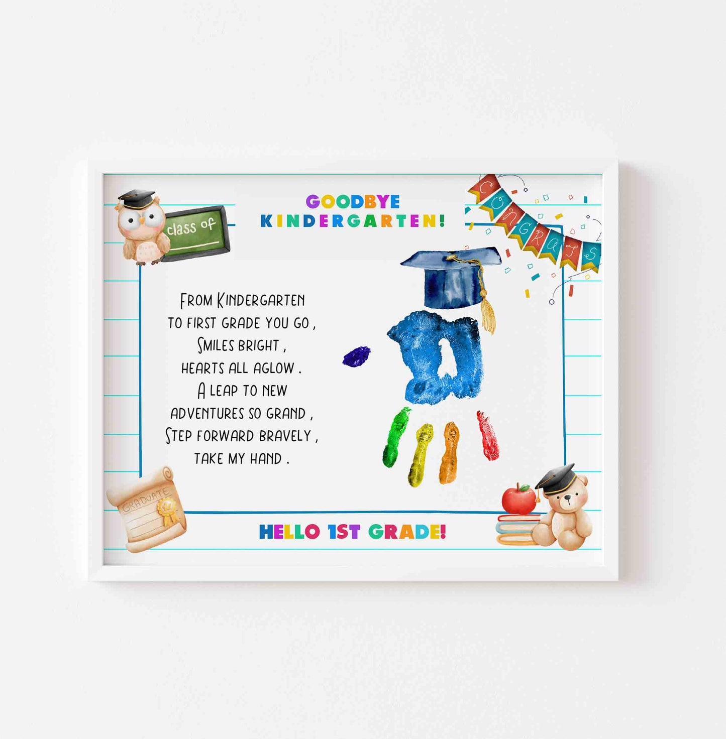 Kindergarten Handprint Template Gift from Teacher Goodbye Poem
