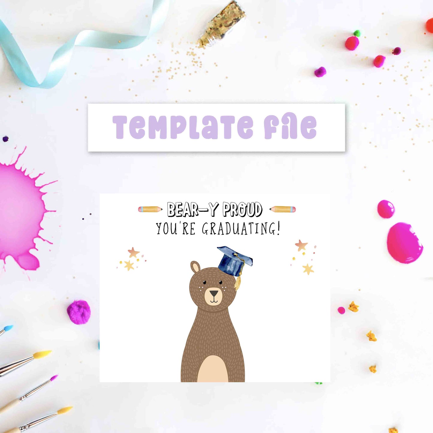 Bear-y Proud, You're Graduating - Graduation Handprint Printable