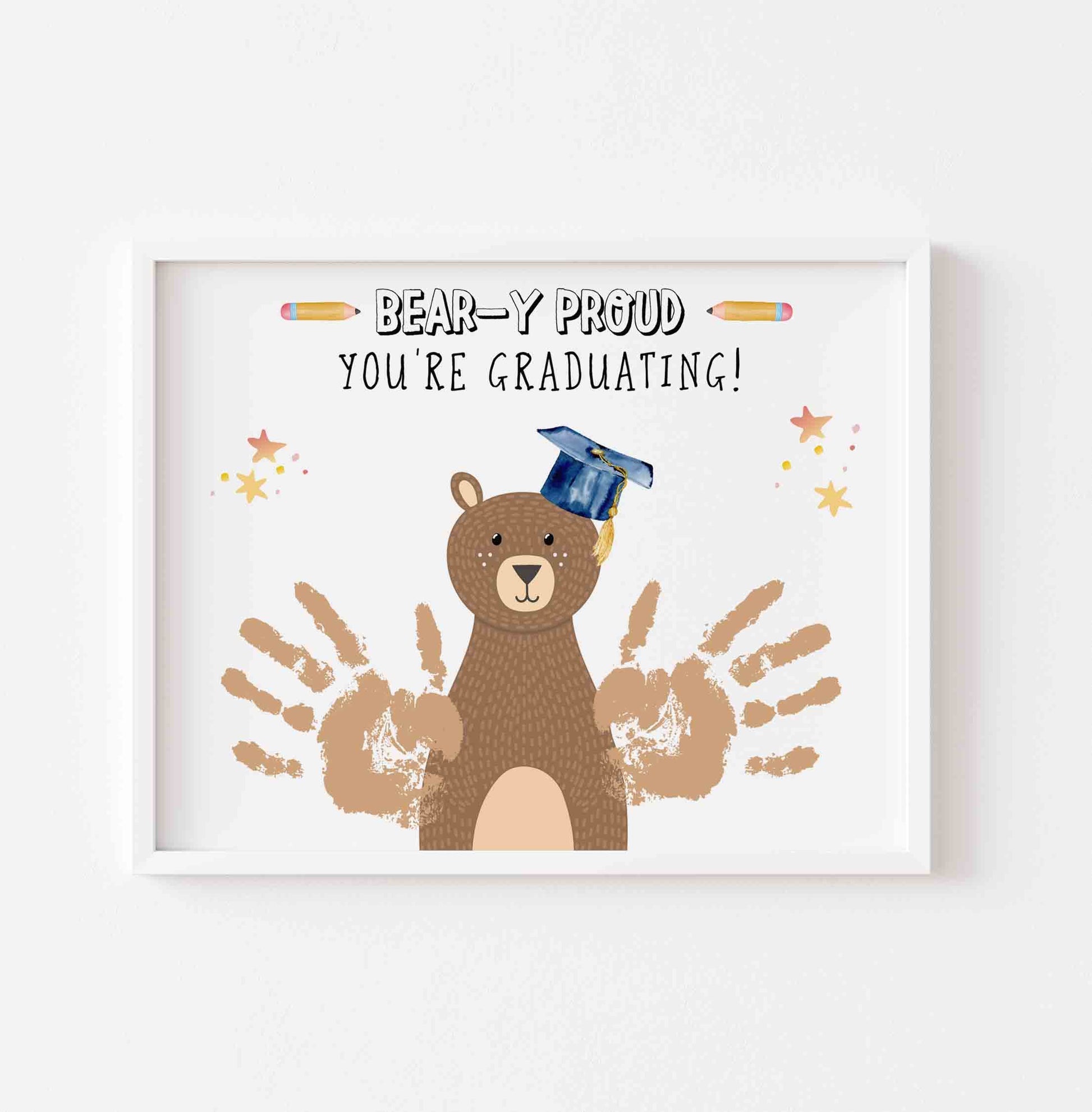 Bear Handprint Template Graduation Bear-y Proud