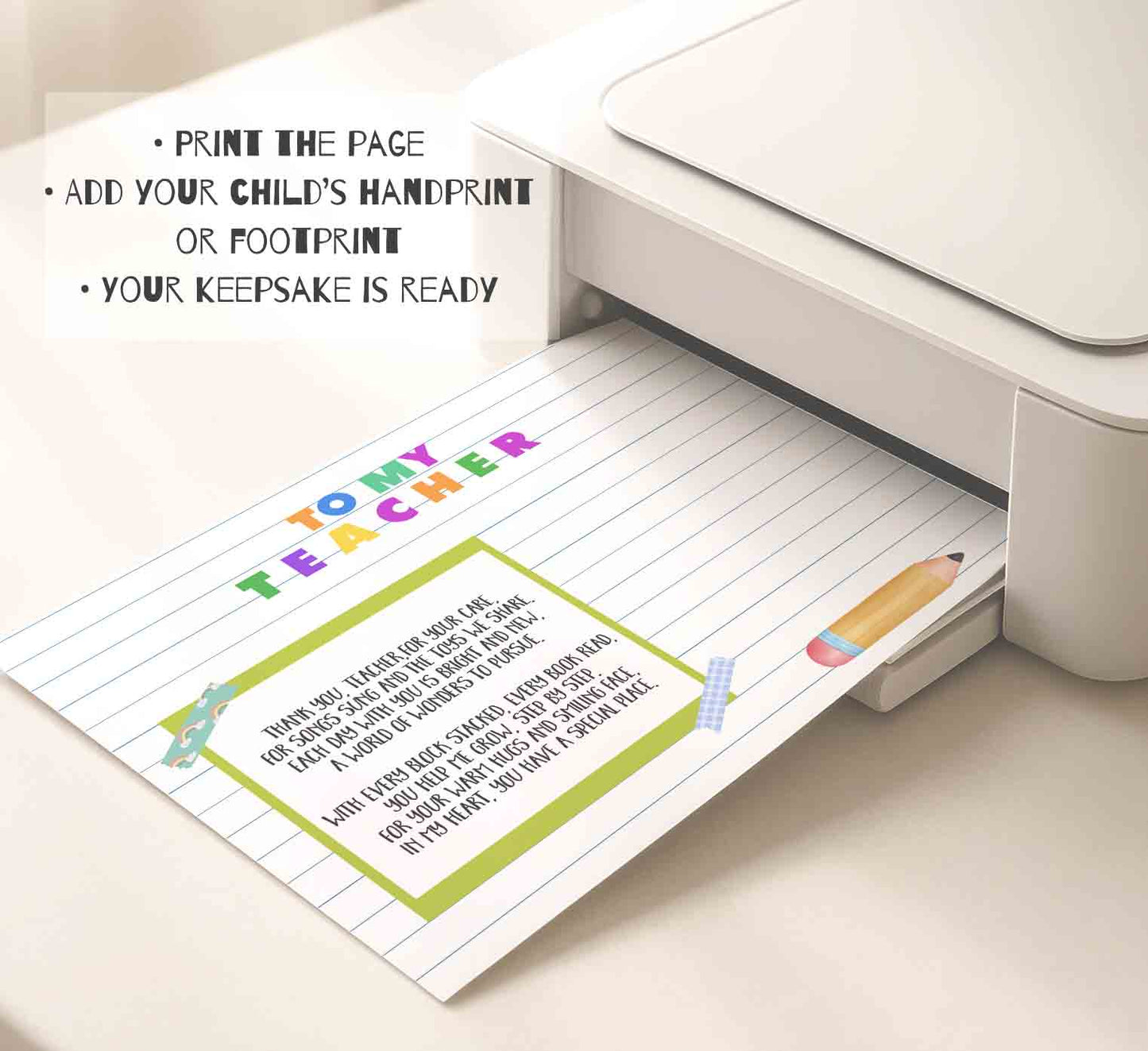 Handprint Teacher Appreciation - Thank You from Students Printable