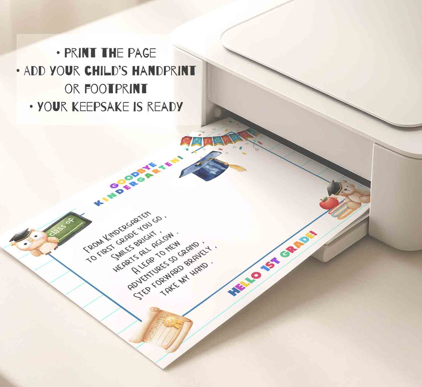 Gift from Teacher for Kindergarten Students - Goodbye Poem Printable