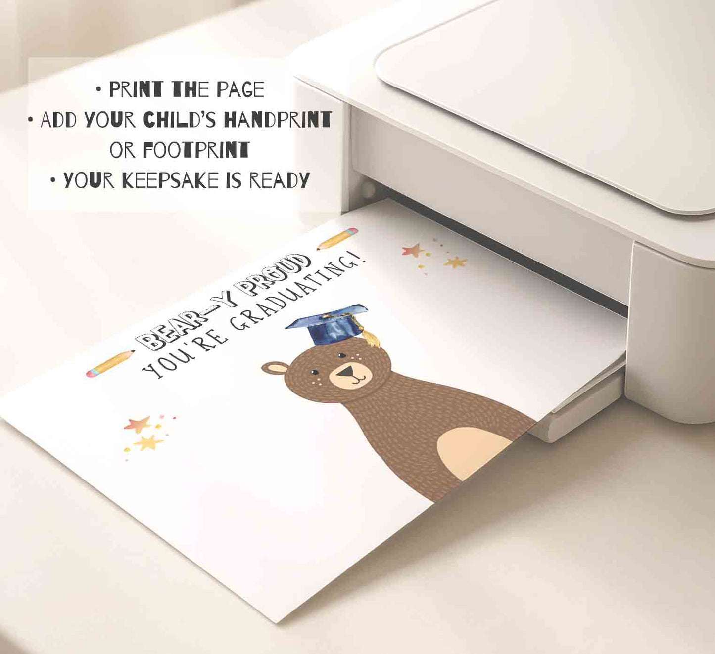 Bear-y Proud, You're Graduating - Graduation Handprint Printable