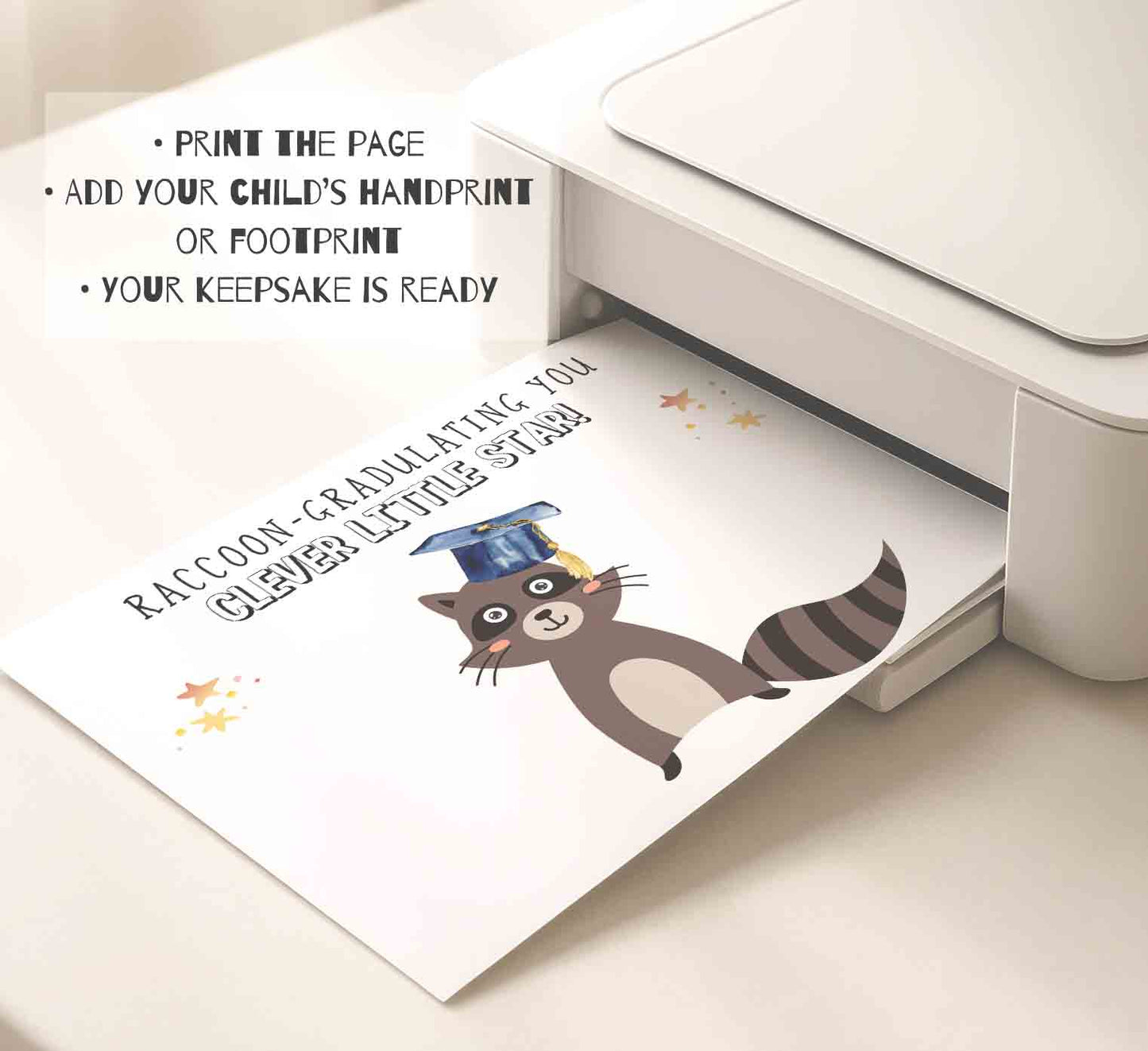 Raccoon-gradulating You - Graduation Handprint Printable