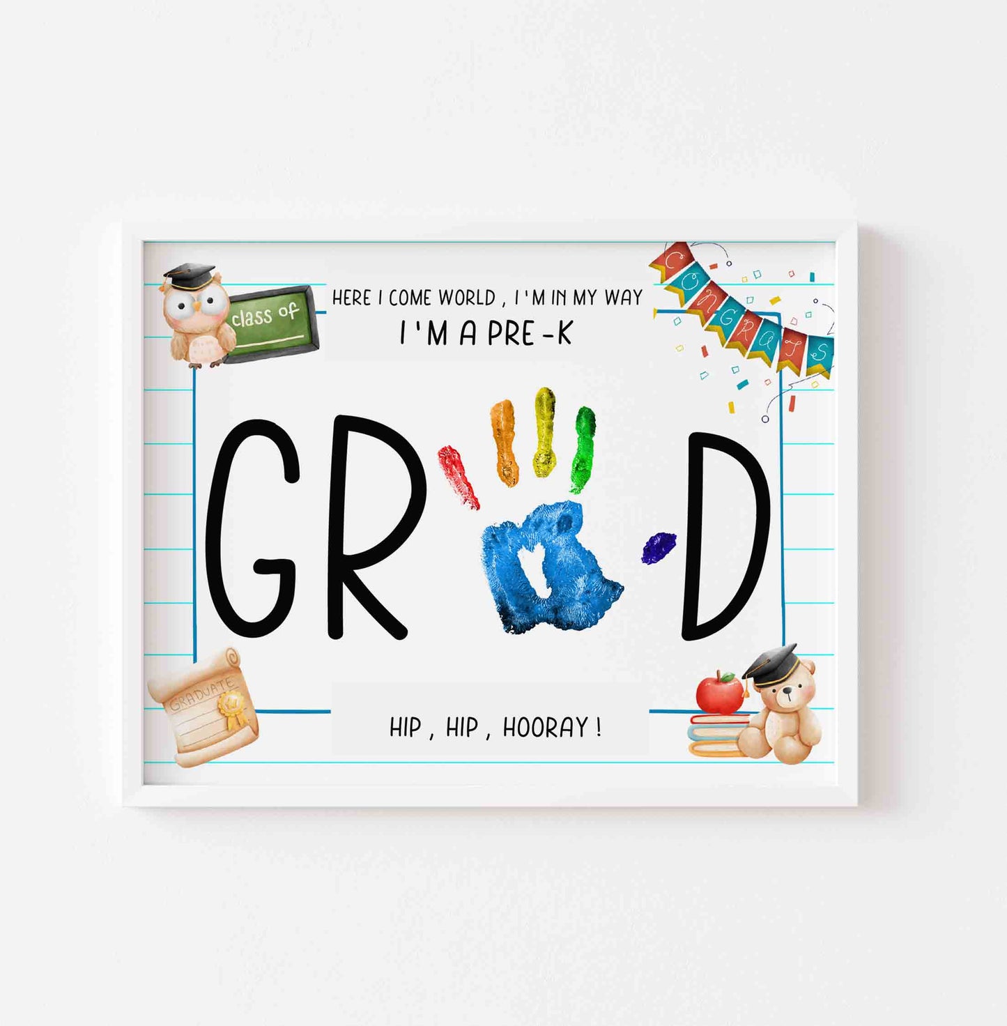 Pre-K Graduation Handprint Template Grad Kids Sign