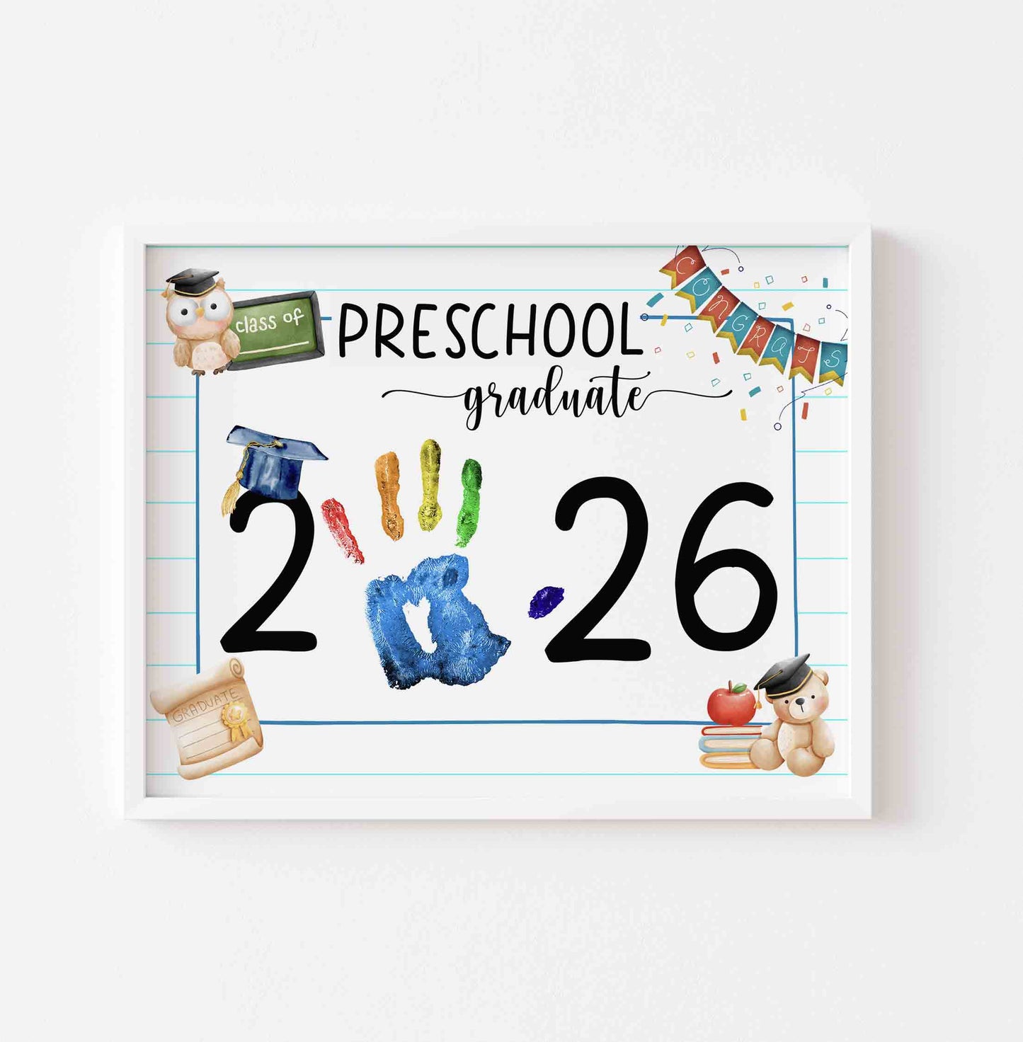 Preschool Graduation Sign Handprint Template Graduation Craft