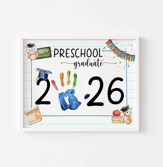 Preschool Graduation Sign Handprint Template Graduation Craft