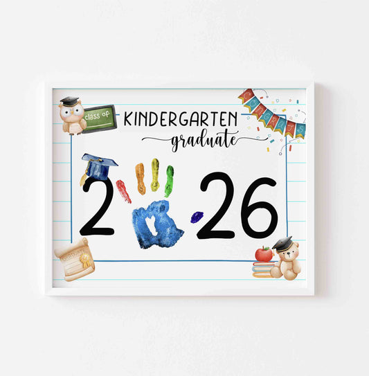 Kindergarten Graduation Sign Handprint Template End of Year Certificate