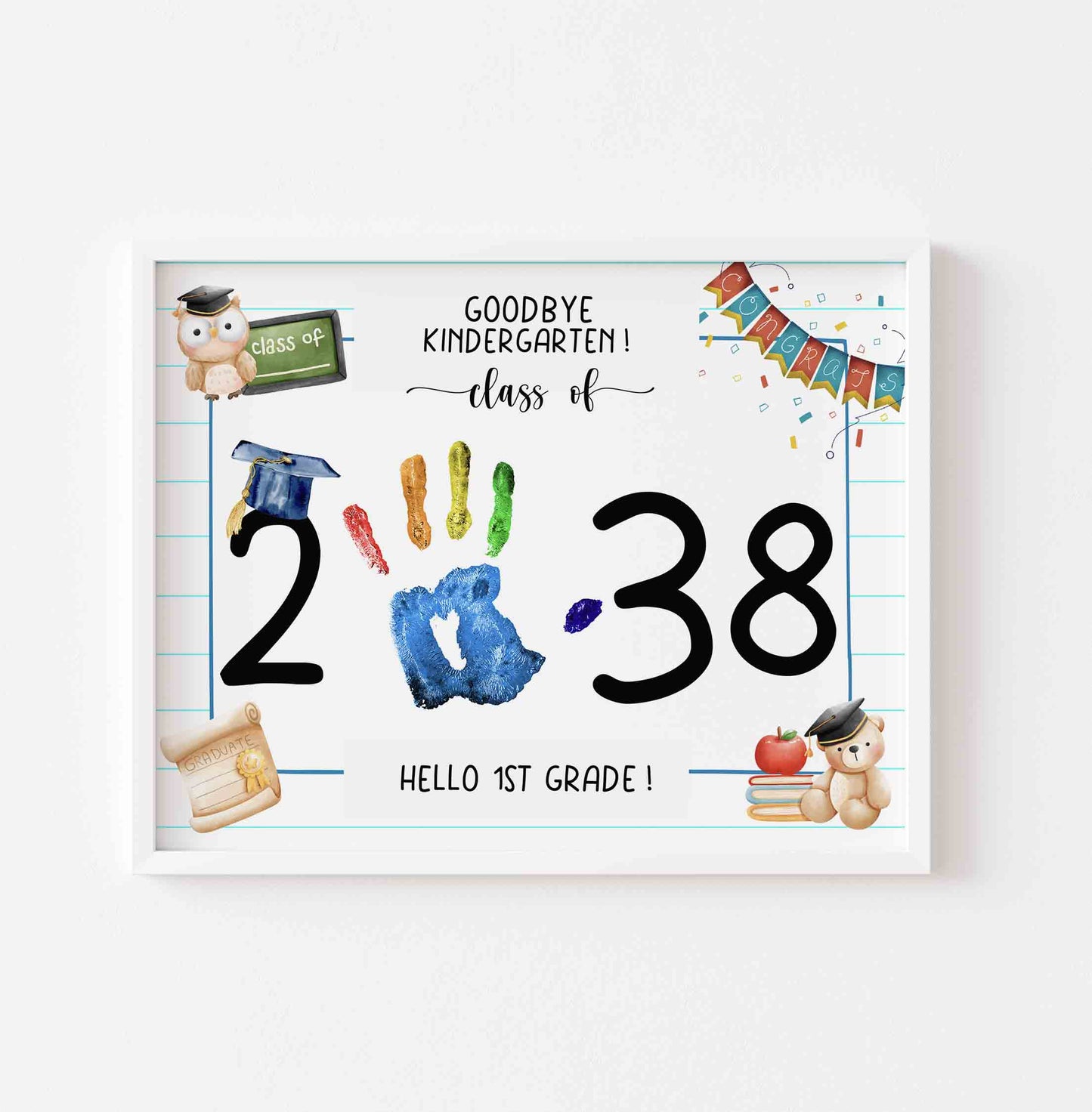 Kindergarten Graduation Sign Handprint Template Grad Certificate