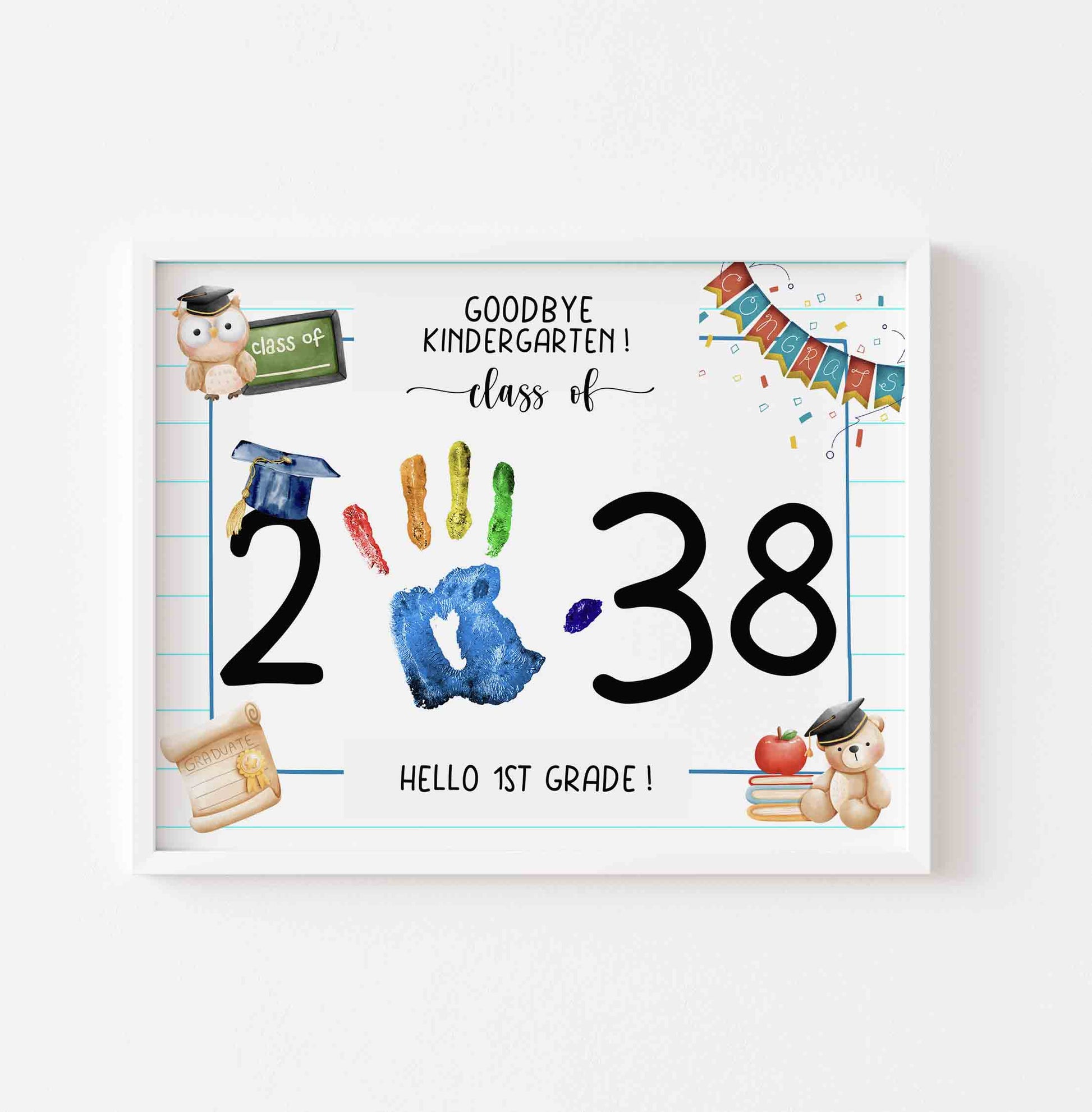 Kindergarten Graduation Sign Handprint Template Grad Certificate