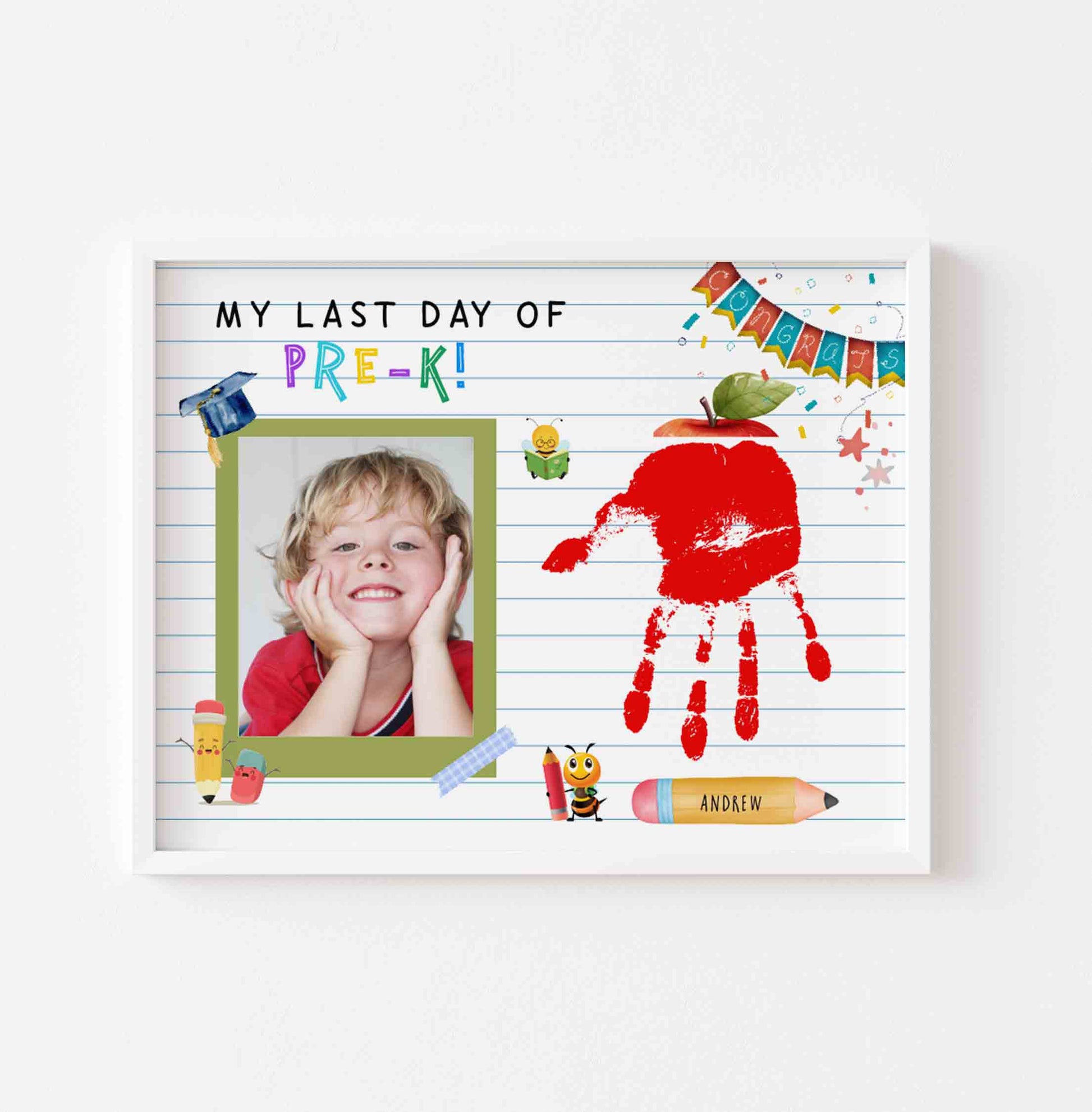 Last Day of Pre-K Handprint Template Printable