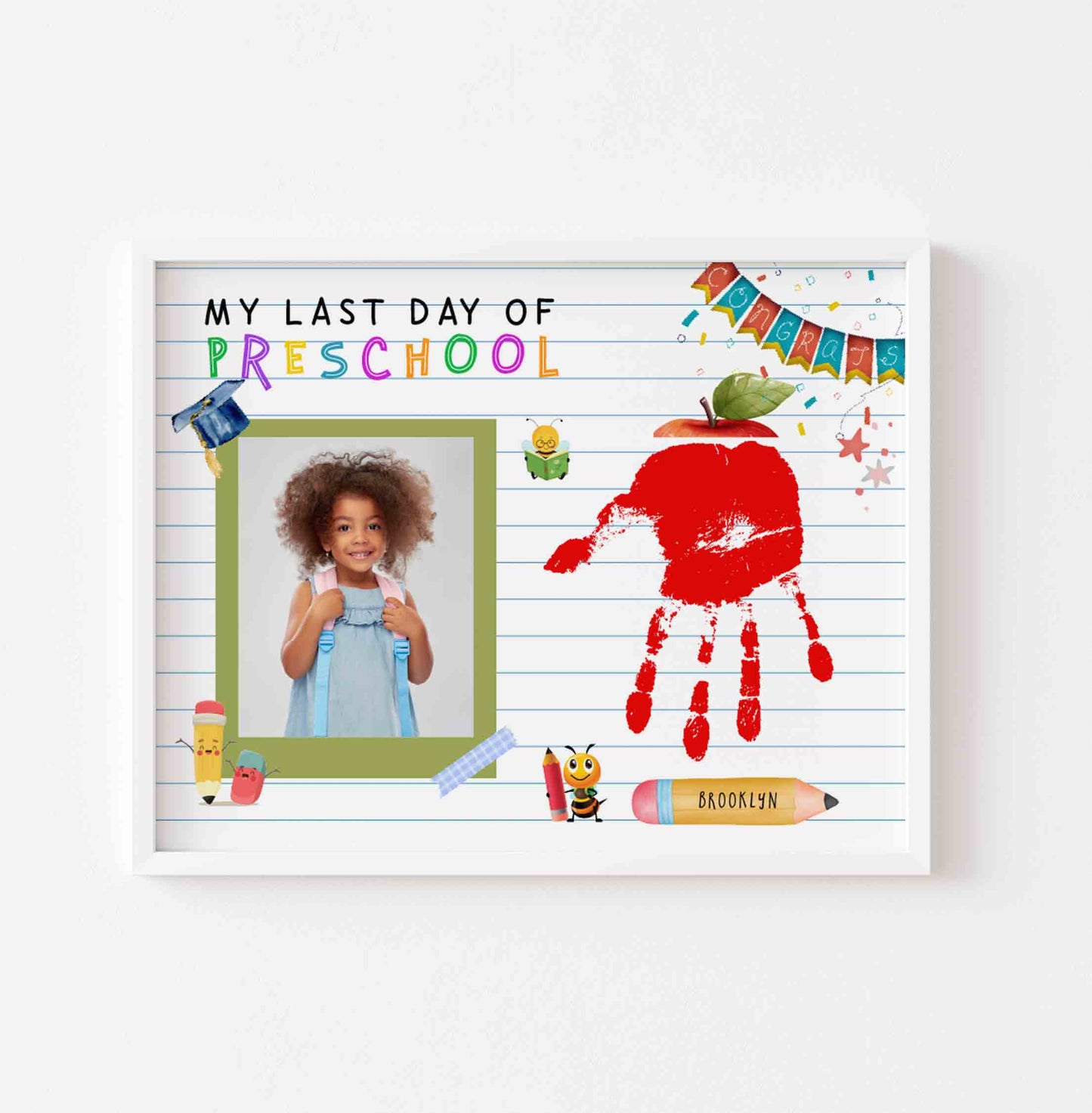 Last Day of Preschool Handprint Template Printable