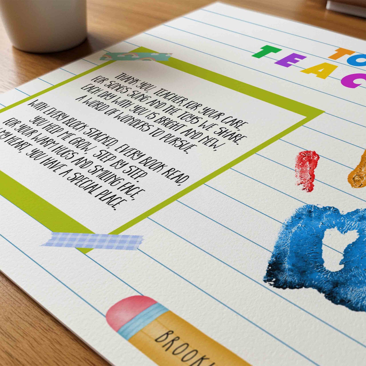 Handprint Teacher Appreciation - Thank You from Students Printable