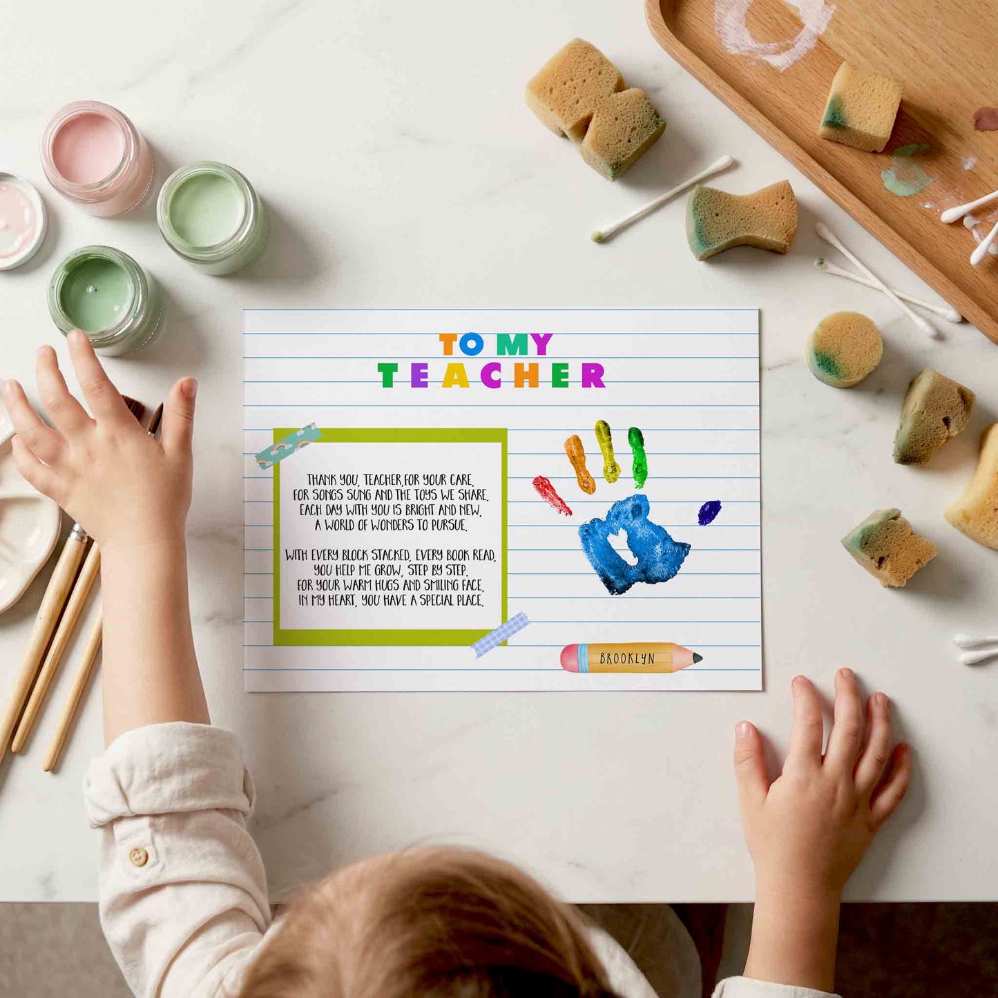 Handprint Teacher Appreciation - Thank You from Students Printable