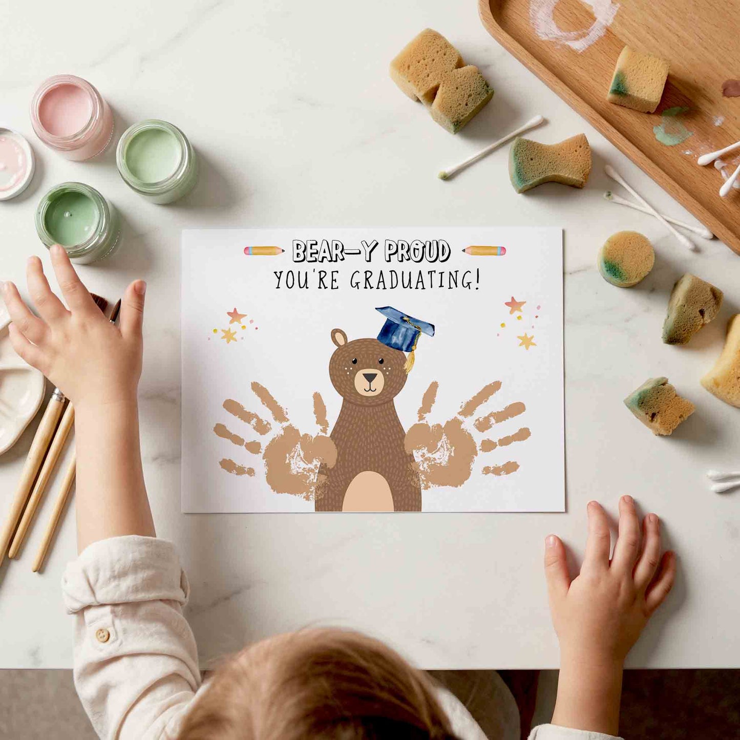Bear-y Proud, You're Graduating - Graduation Handprint Printable