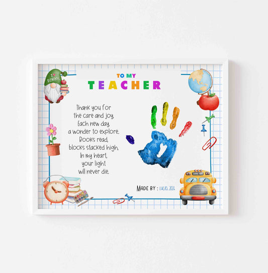 Teacher Appreciation Handprint Template Poem of Gratitude Graduation