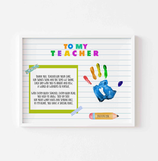 Teacher Appreciation Handprint Template Thank You from Students