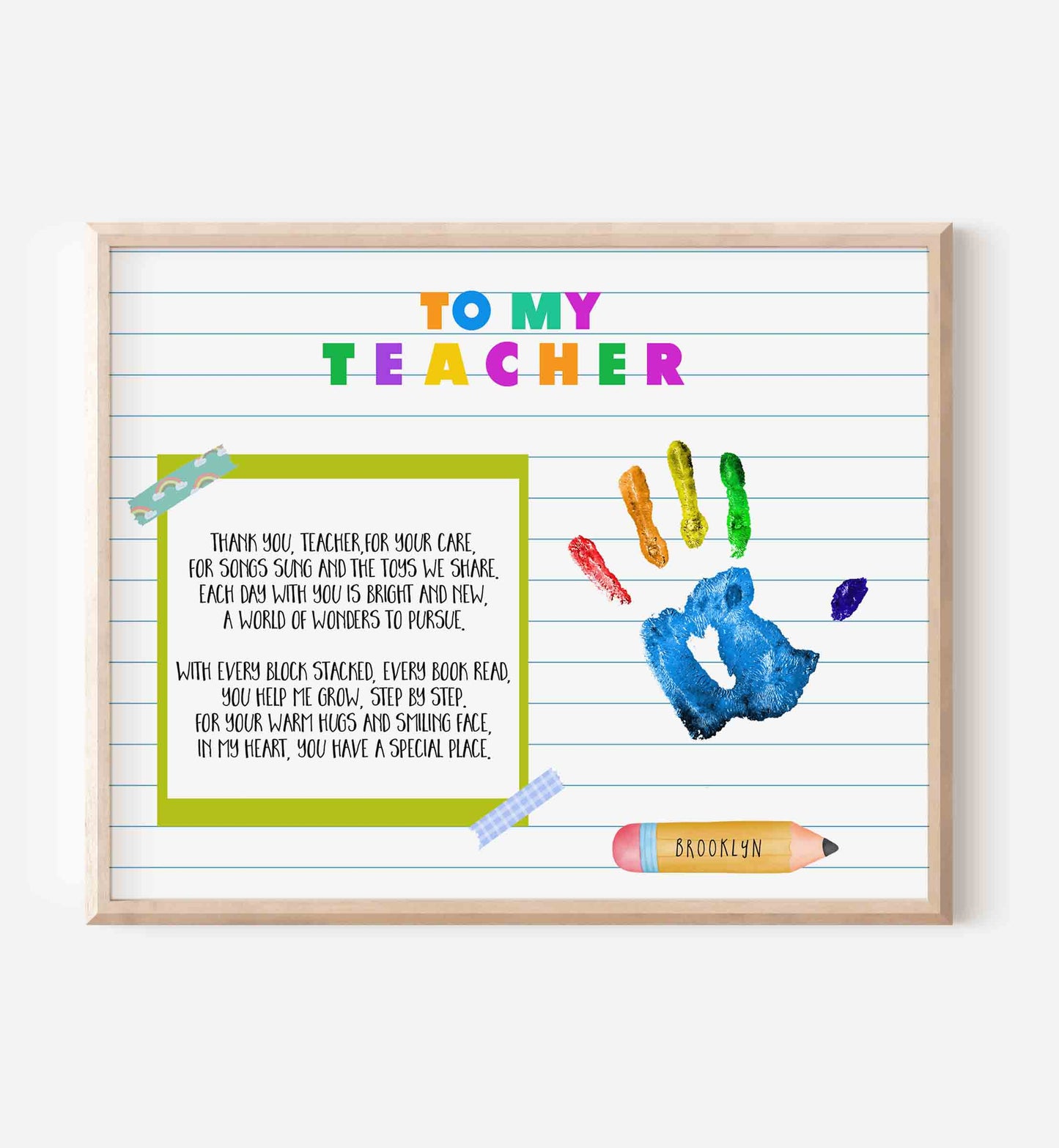 Handprint Teacher Appreciation - Thank You from Students Printable