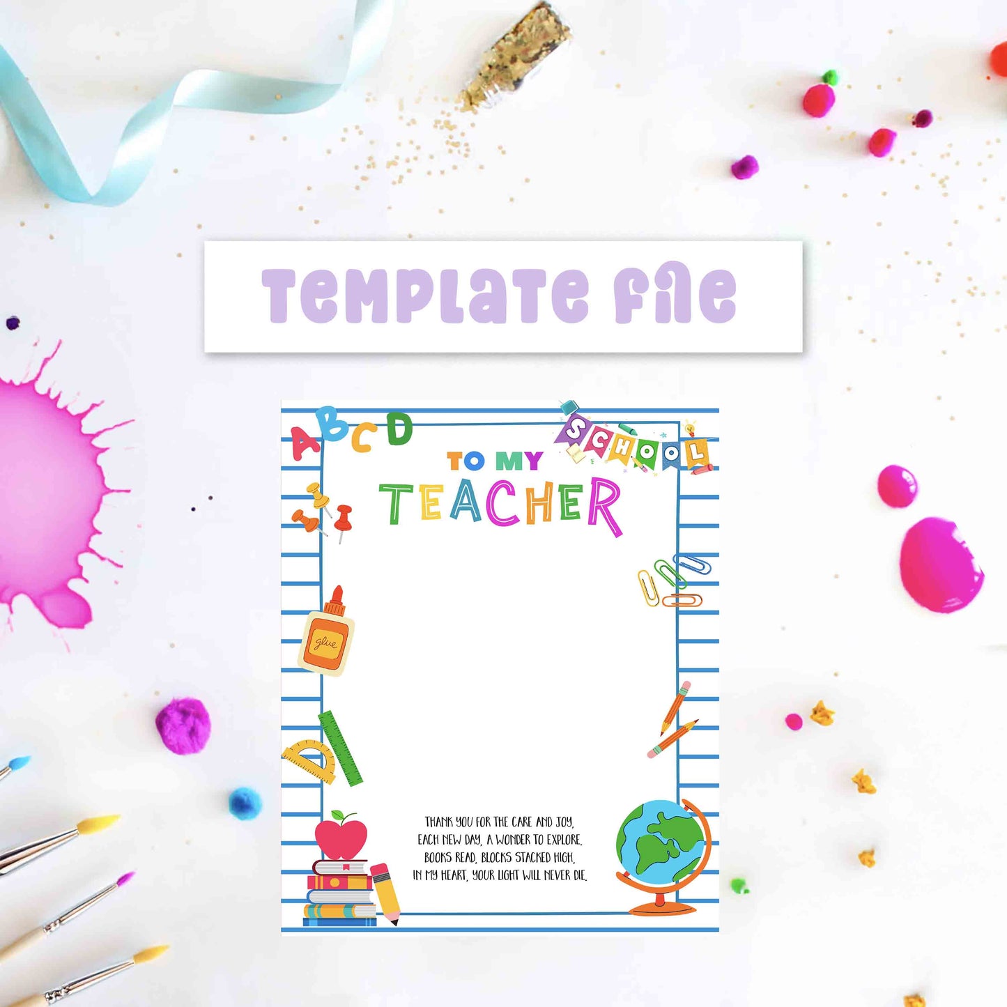 Thank You for Teaching - End of Year Poem with Handprint Printable