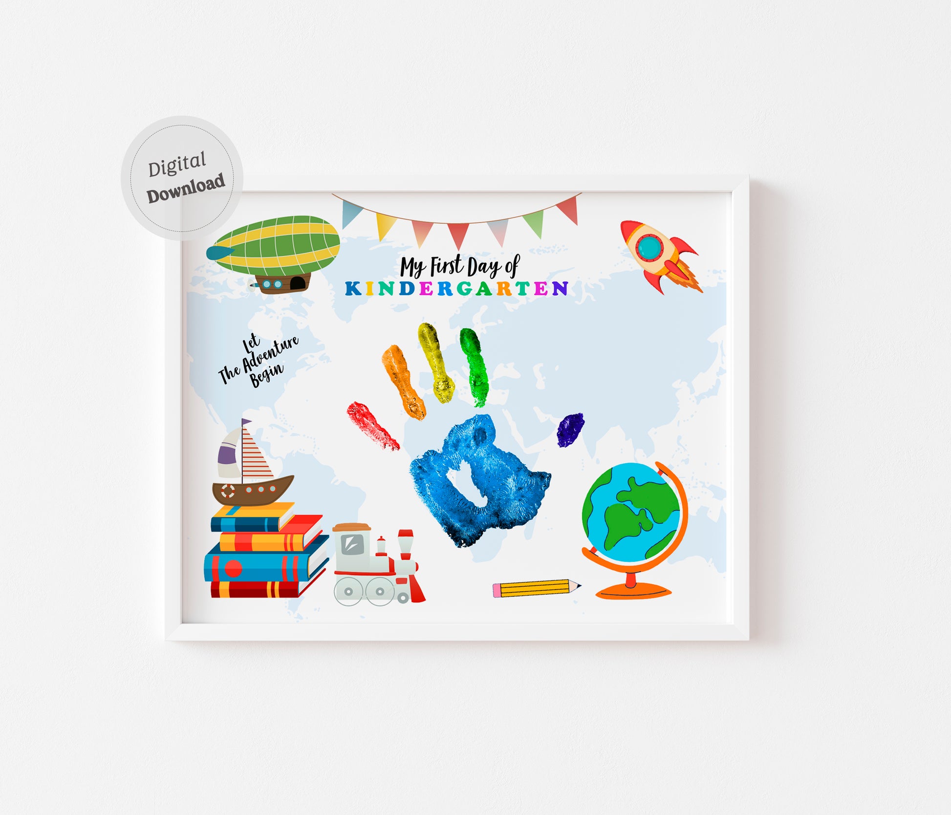 1st First Day of Kindergarten Handprint Art