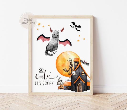 Halloween Bat Footprint Art - So cute it is scary 