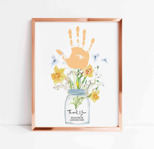 Thank You for Helping Me Learn and Grow Handprint Printable Art