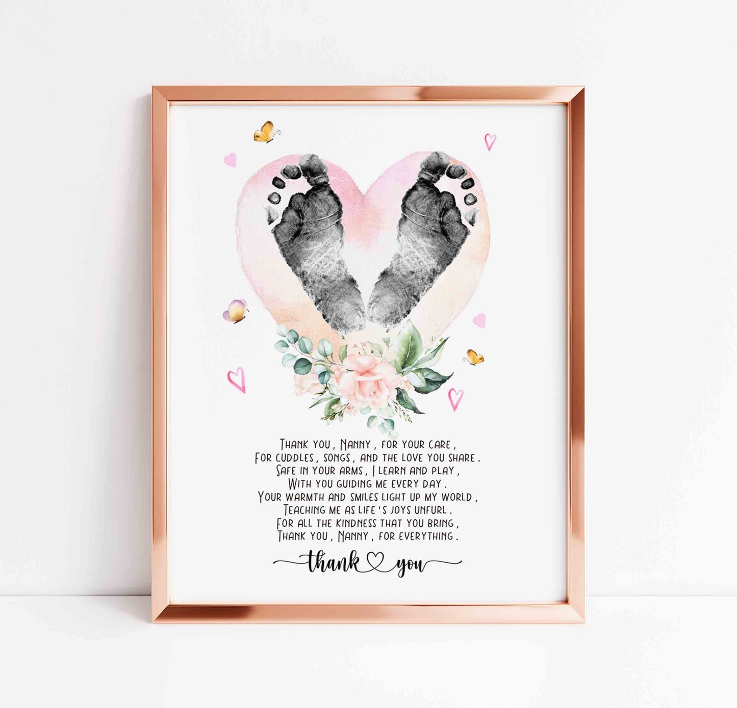 Nanny Appreciation Poem Infant Feet Print Art Printable