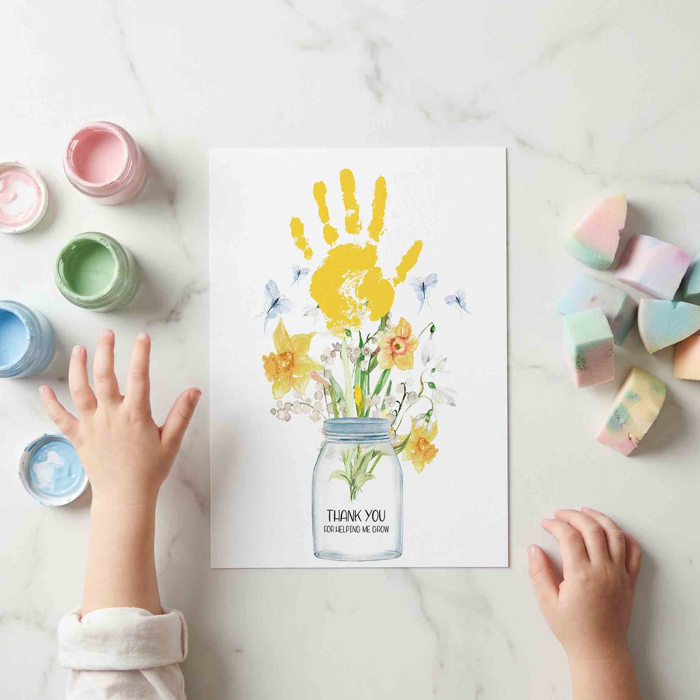 Thank You for Helping Me Grow Handprint Art Card Printable