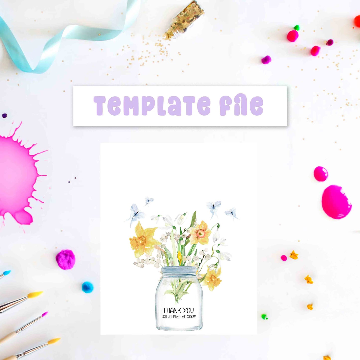 Thank You for Helping Me Grow Handprint Art Card Printable