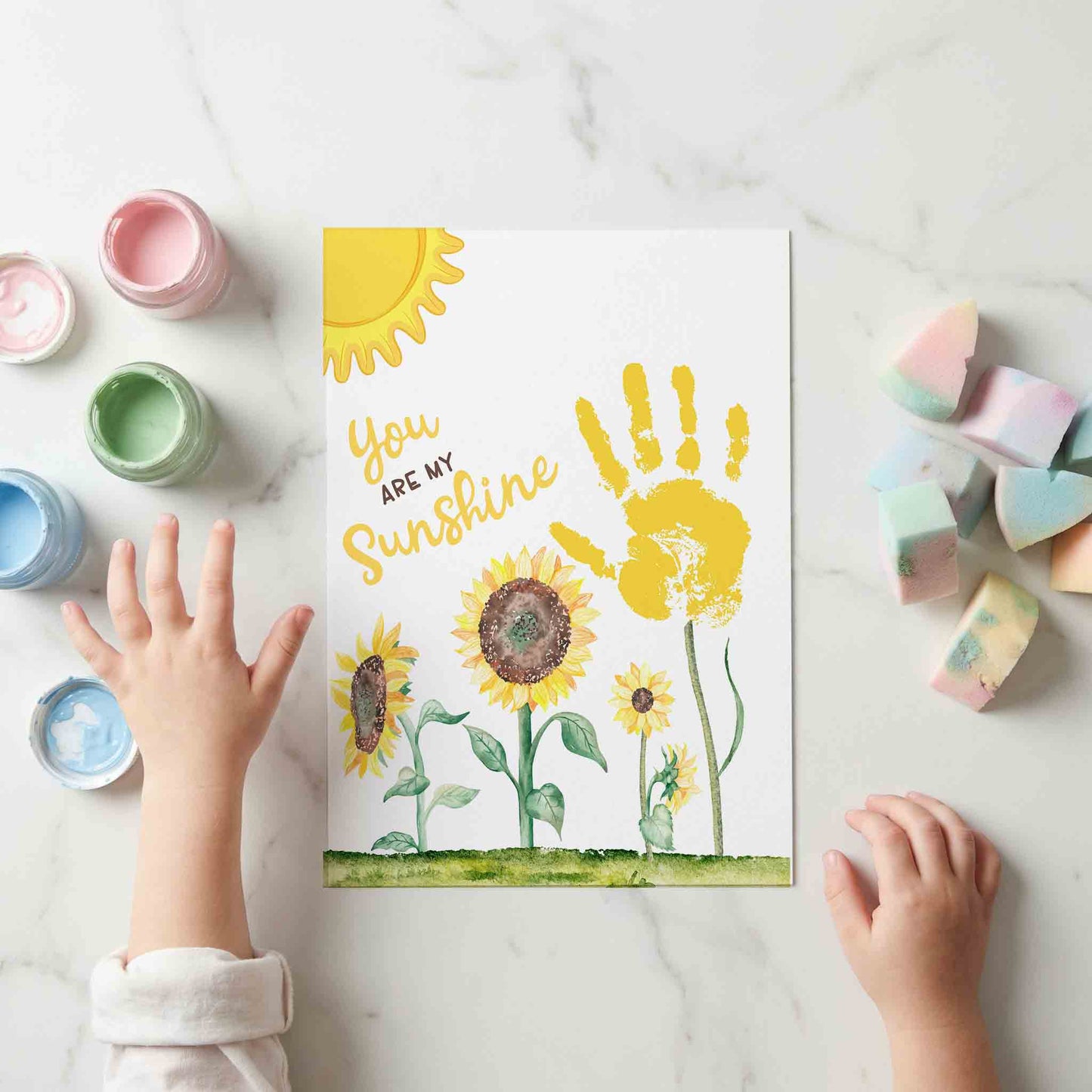 You Are My Sunshine Sunflower Handprint Printable Gift for Grandma