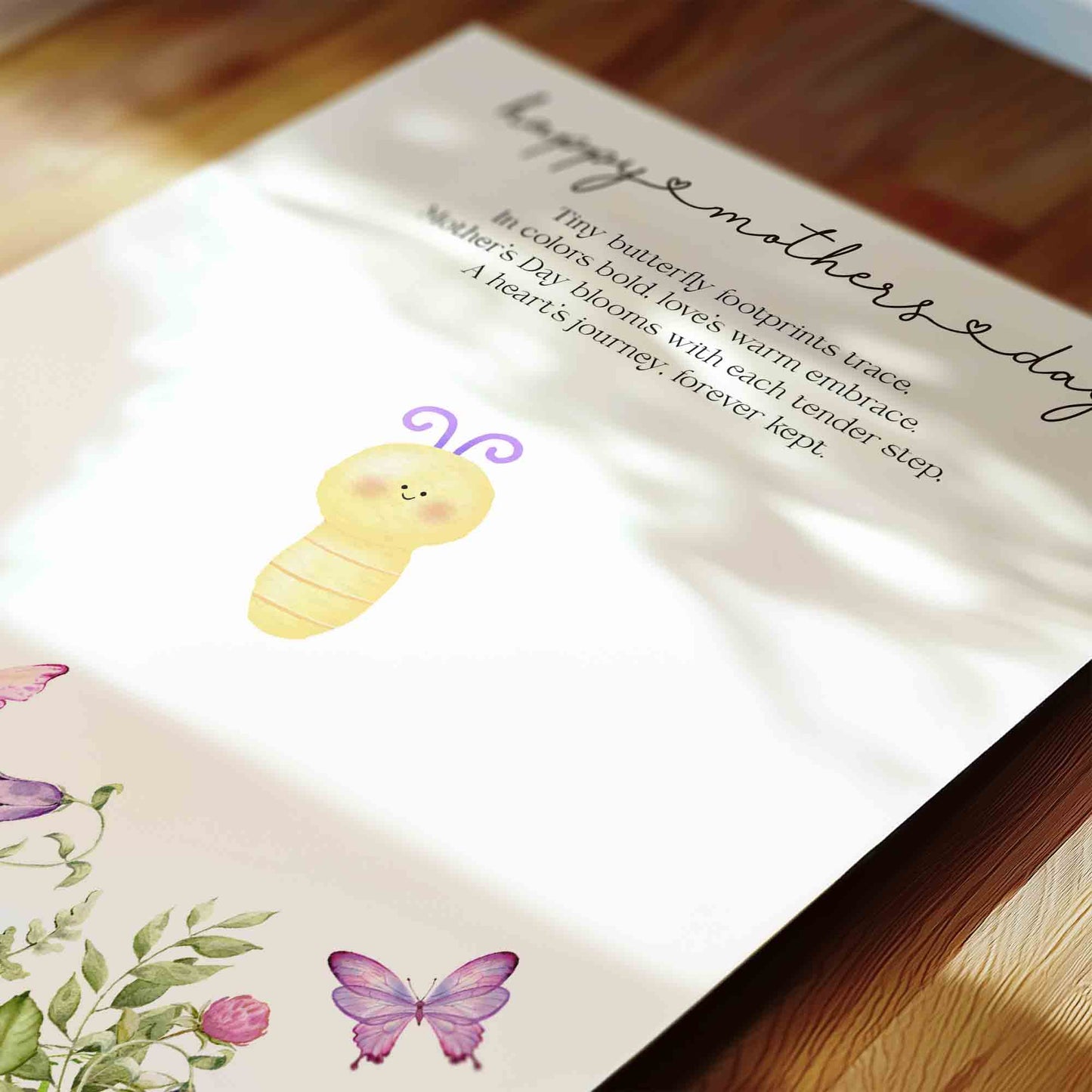 Footprint Art for Mother's Day Butterfly Poem Printable