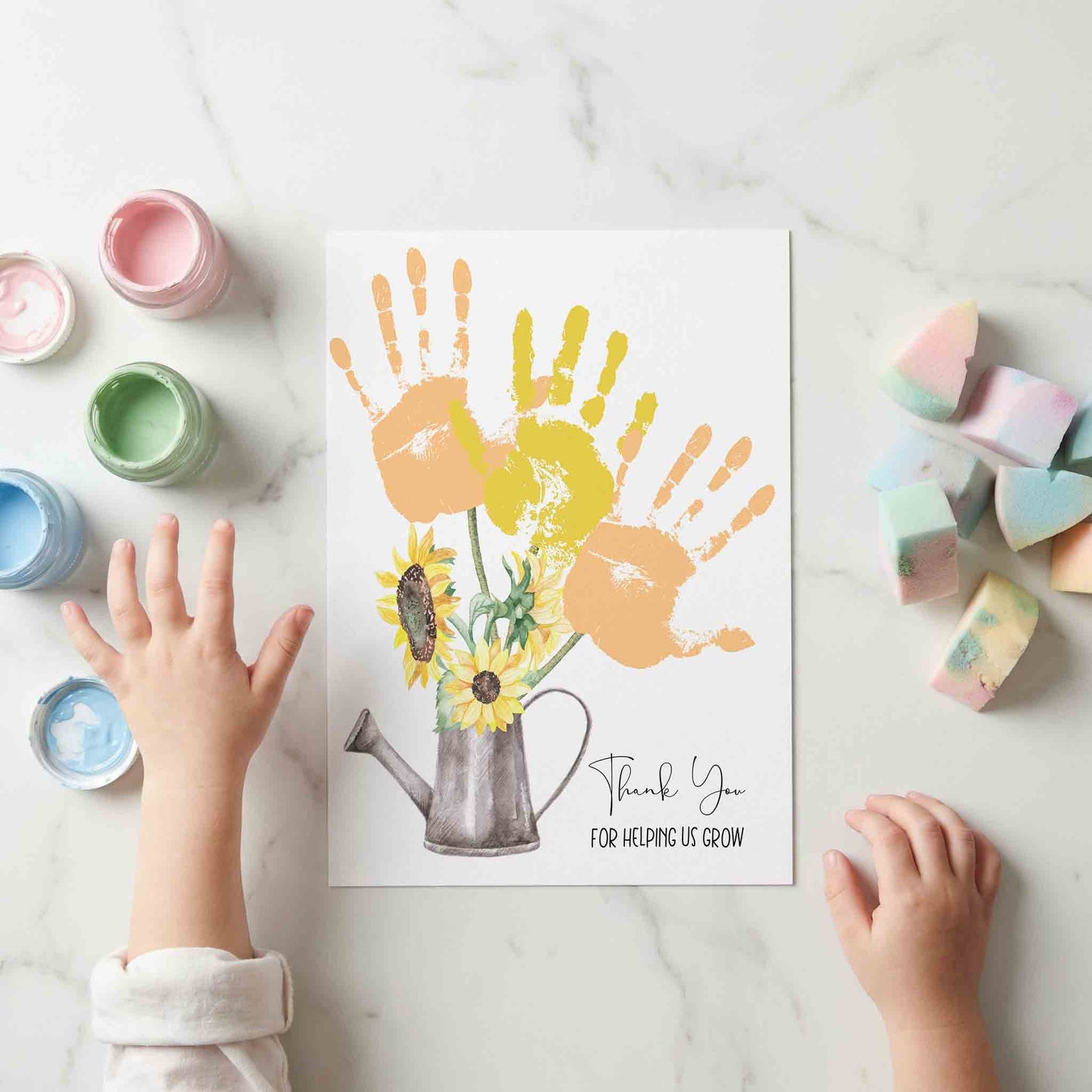 Thank You for Helping Us Grow Sunflower Handprint Printable Art