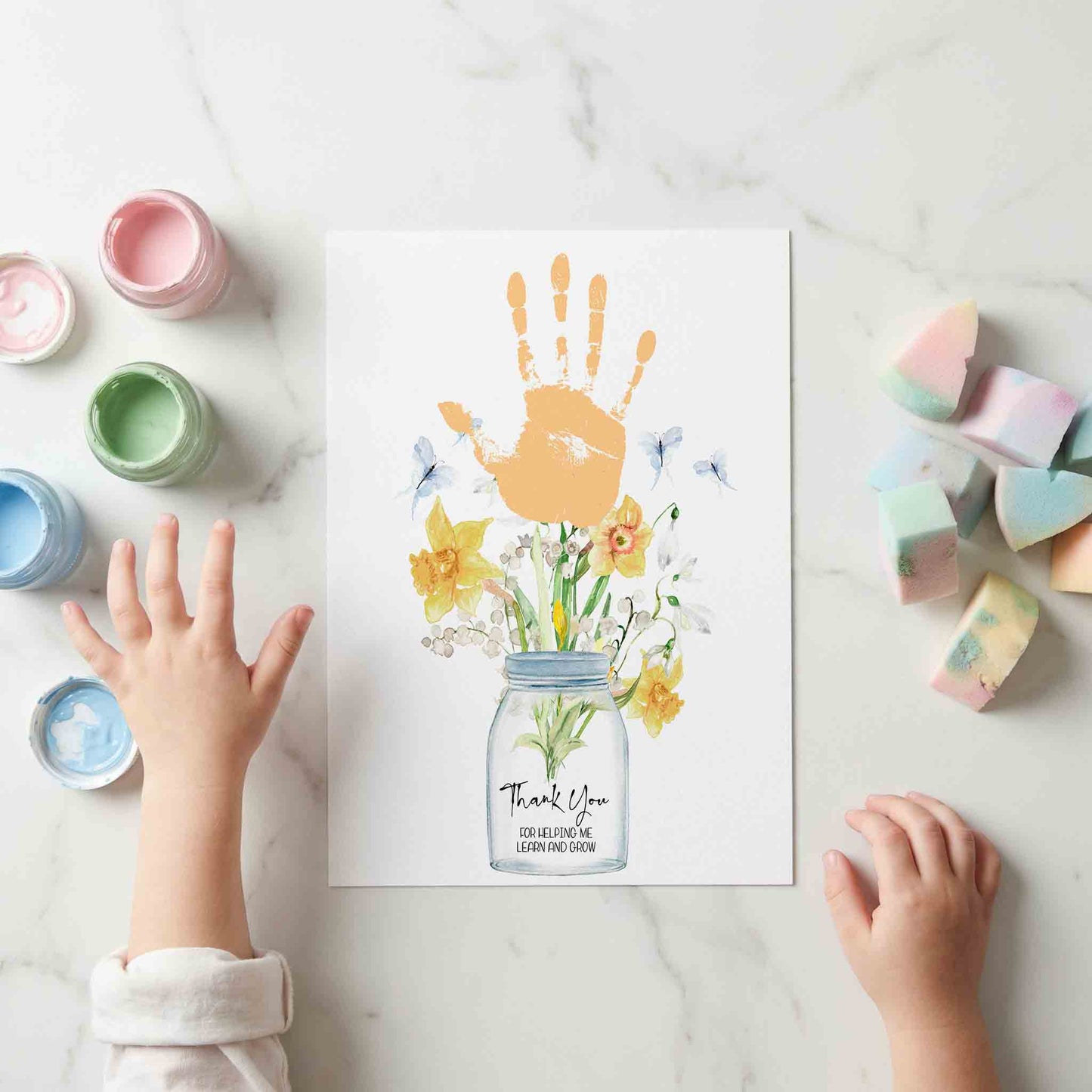 Thank You for Helping Me Learn and Grow Handprint Printable Art