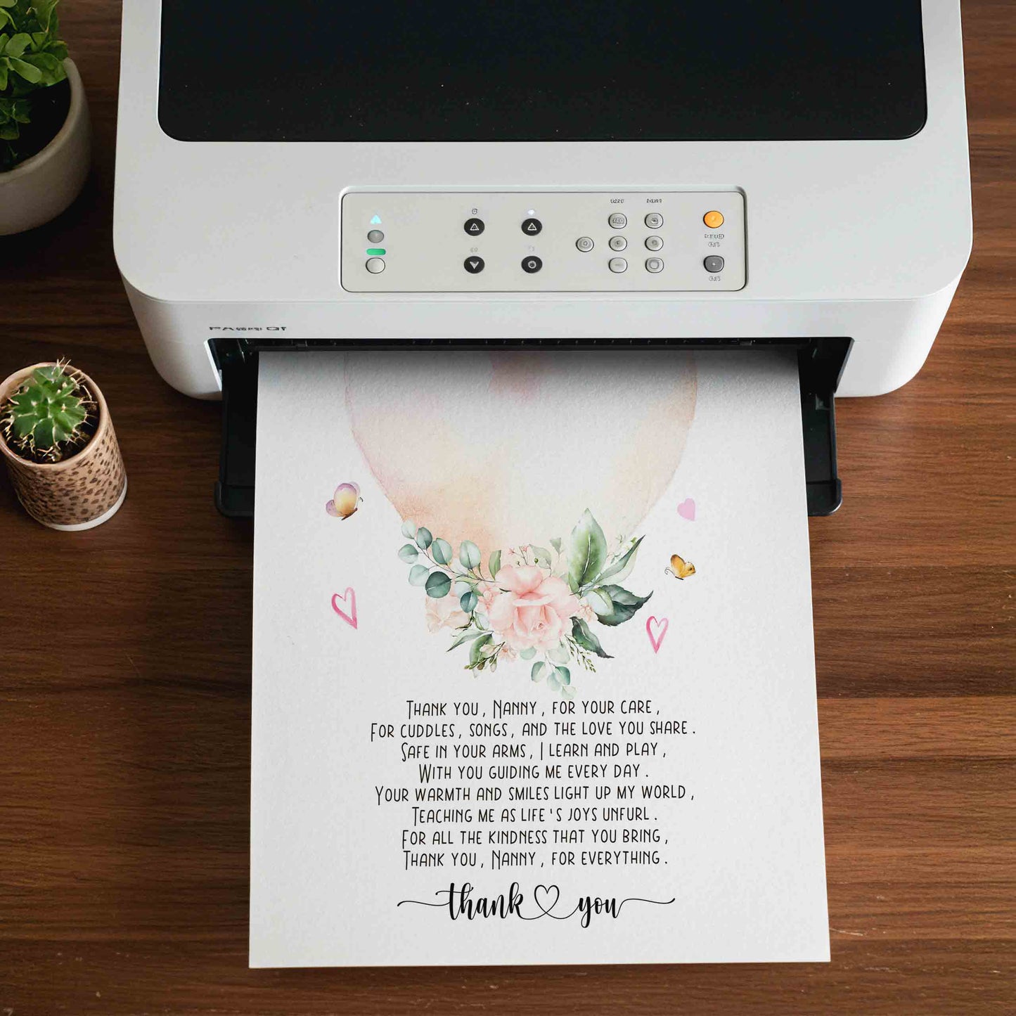 Nanny Appreciation Poem Infant Feet Print Art Printable