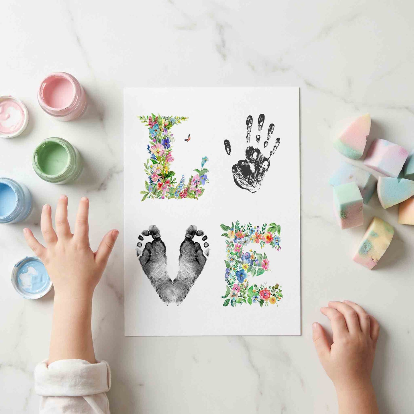 Spring Hand and Footprint Love Sign Printable - Easter Keepsake