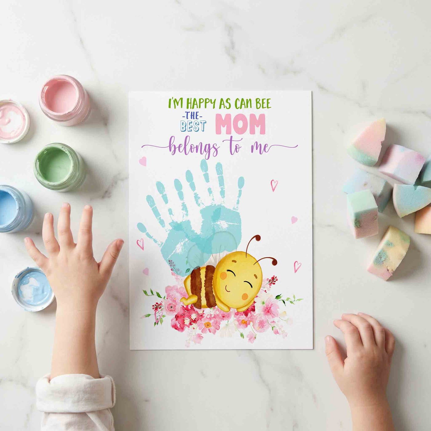 Handprint Craft for Mother's Day Cute Bee Handprint Printable