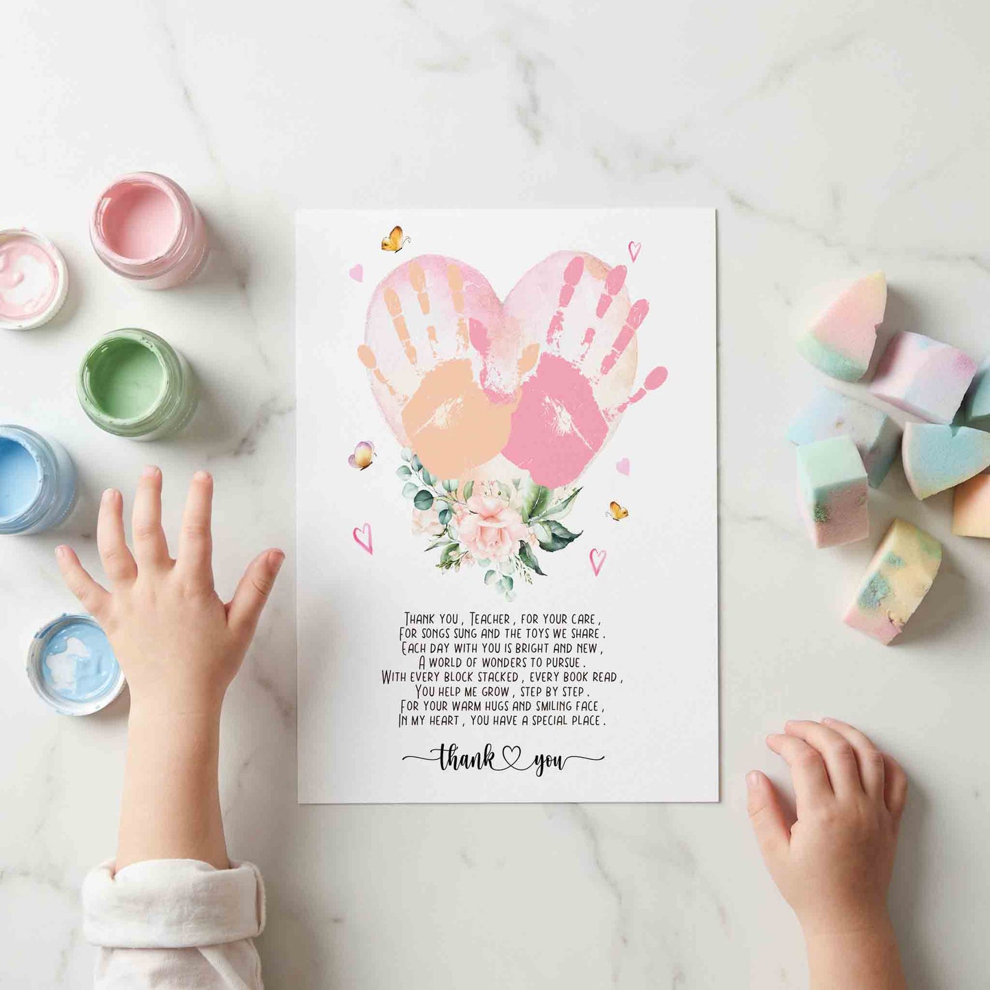 Daycare Teacher Appreciation Handprint with Poem Printable