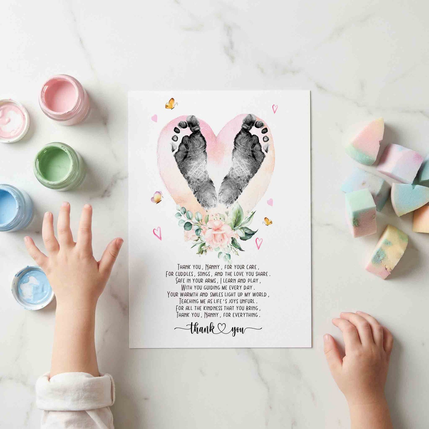 Nanny Appreciation Poem Infant Feet Print Art Printable