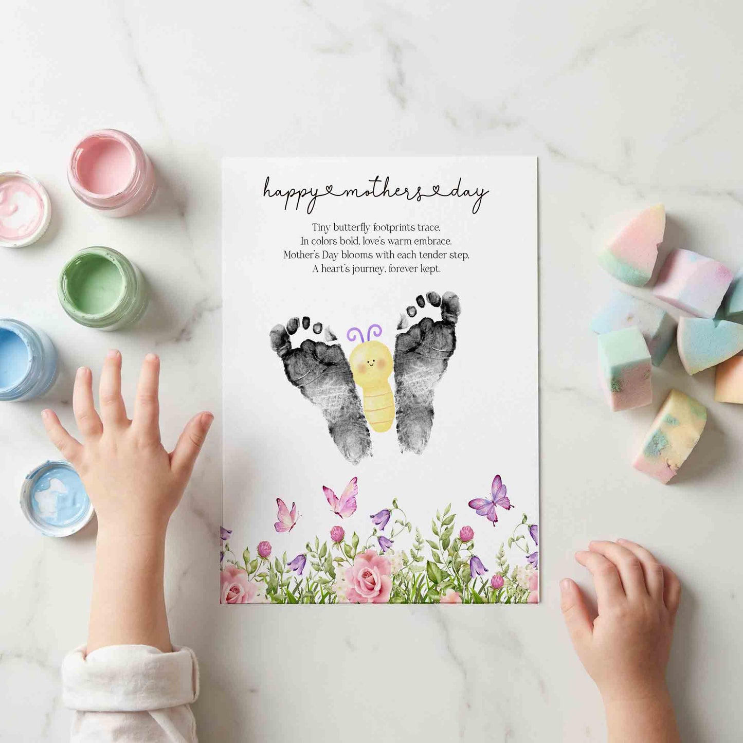 Footprint Art for Mother's Day Butterfly Poem Printable