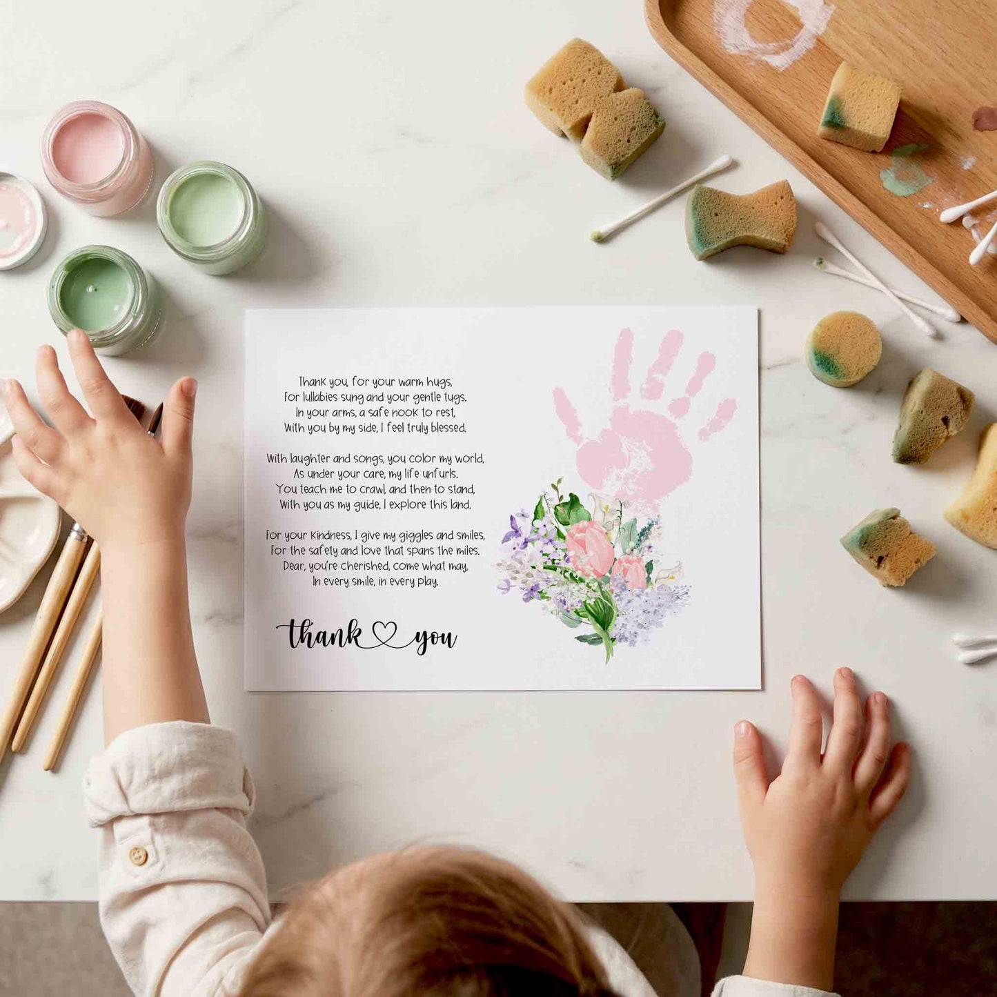 Poem of Gratitude for Teachers with Flower Handprint Printable