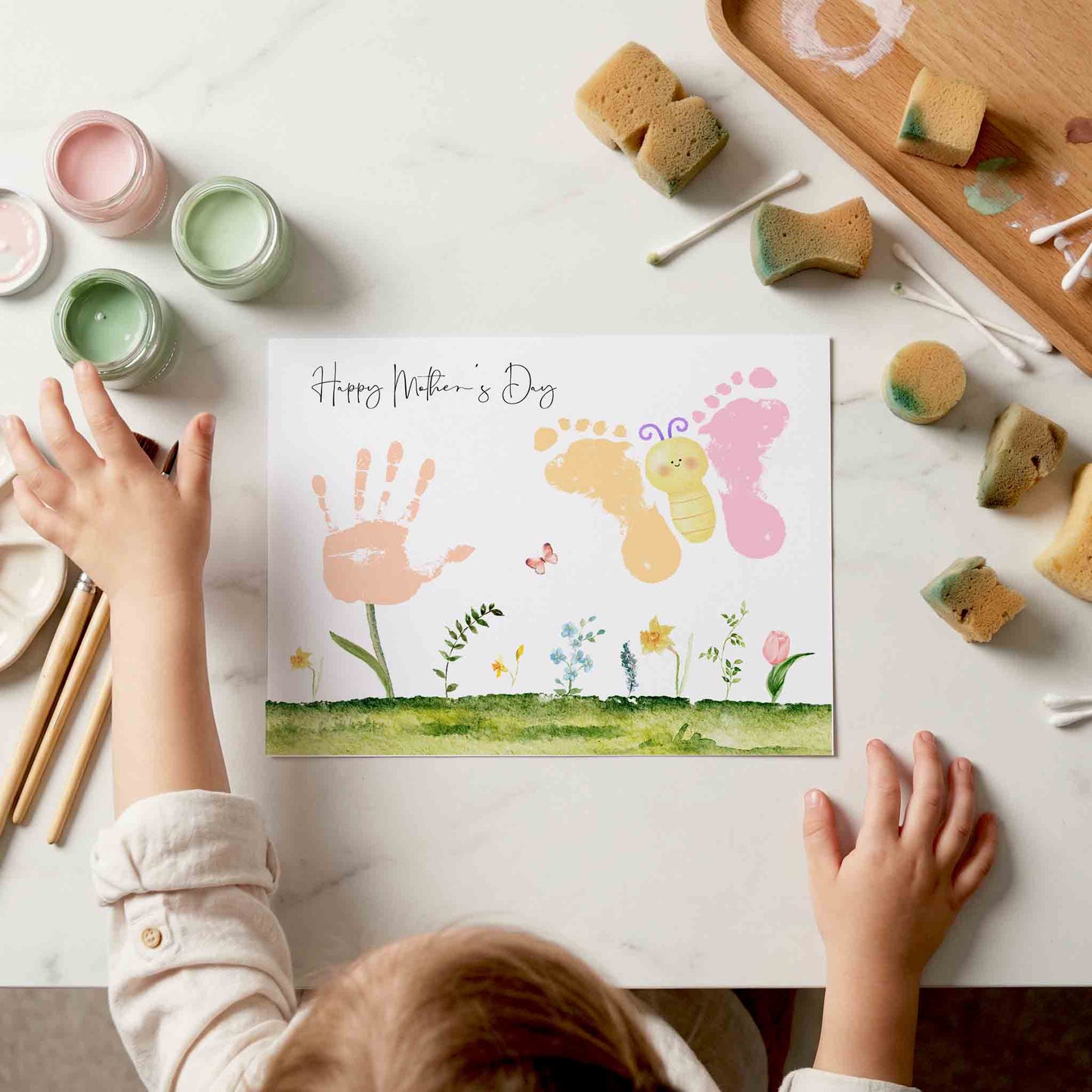 Hand and Footprint Art Butterfly Printable - Mother's Day Keepsake