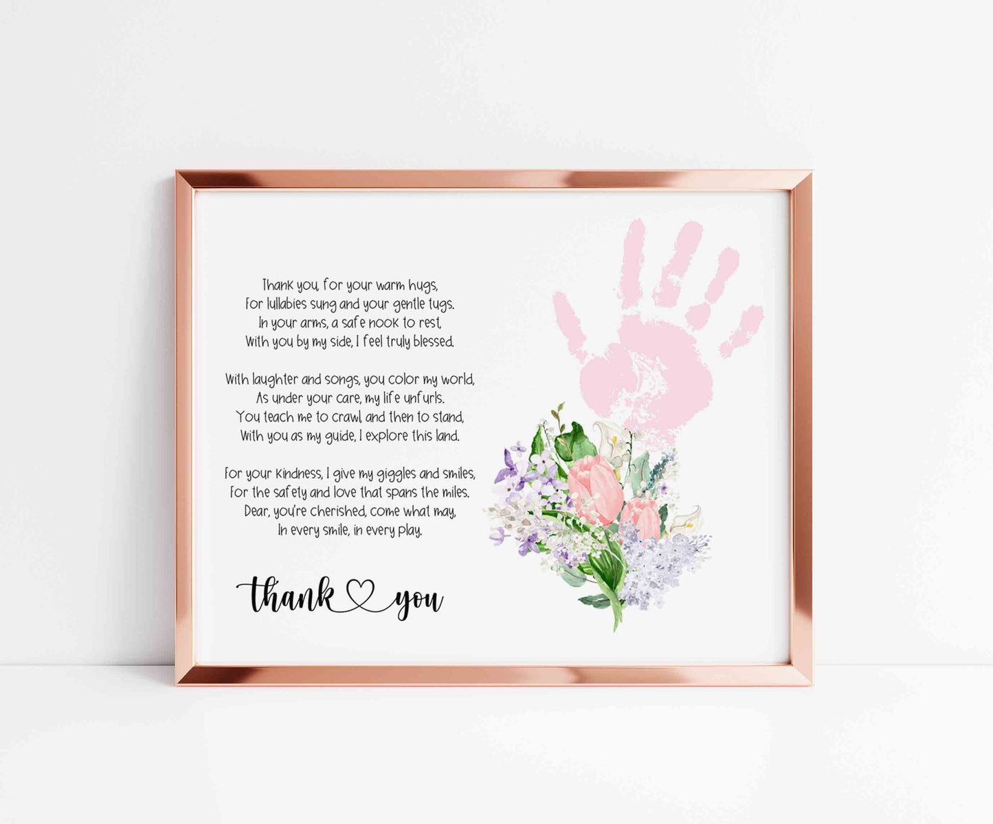 Poem of Gratitude for Teachers with Flower Handprint Printable